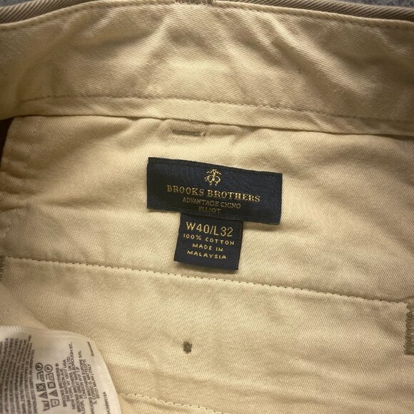 Brooks Brothers Elliot , Dress Pants Mens Size 40X32 Beige,Pleated,Cotton - Picture 3 of 9